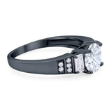 Three Stone Round Natural Stone Ring