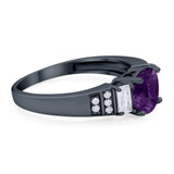 Three Stone Round Natural Stone Ring