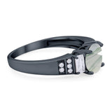 Three Stone Round Natural Stone Ring