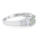 Three Stone Round Natural Stone Ring