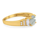 Three Stone Round Natural Stone Ring