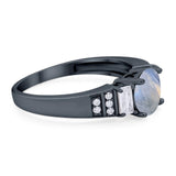 Three Stone Round Natural Stone Ring