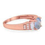 Three Stone Round Natural Stone Ring