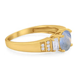 Three Stone Round Natural Stone Ring