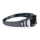 Three Stone Round Natural Stone Ring