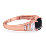 Three Stone Round Natural Stone Ring