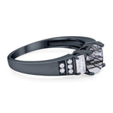 Three Stone Round Natural Stone Ring