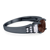 Three Stone Round Natural Stone Ring