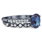 Two Piece Oval Natural Stone Bridal Ring