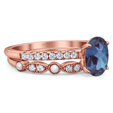 Two Piece Oval Natural Stone Bridal Ring