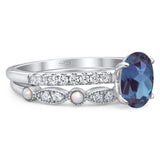 Two Piece Oval Natural Stone Bridal Ring