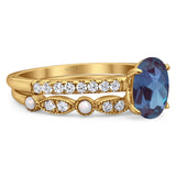 Two Piece Oval Natural Stone Bridal Ring