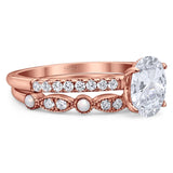 Two Piece Oval Natural Stone Bridal Ring