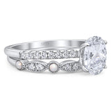 Two Piece Oval Natural Stone Bridal Ring
