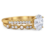 Two Piece Oval Natural Stone Bridal Ring