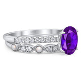 Two Piece Oval Natural Stone Bridal Ring
