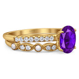 Two Piece Oval Natural Stone Bridal Ring
