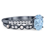 Two Piece Oval Natural Stone Bridal Ring