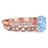 Two Piece Oval Natural Stone Bridal Ring