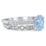 Two Piece Oval Natural Stone Bridal Ring