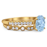Two Piece Oval Natural Stone Bridal Ring