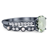 Two Piece Oval Natural Stone Bridal Ring