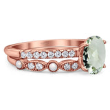 Two Piece Oval Natural Stone Bridal Ring