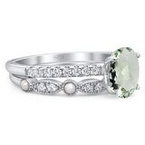 Two Piece Oval Natural Stone Bridal Ring