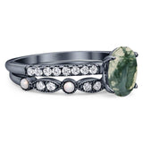 Two Piece Oval Natural Stone Bridal Ring