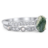 Two Piece Oval Natural Stone Bridal Ring