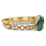 Two Piece Oval Natural Stone Bridal Ring