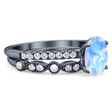 Two Piece Oval Natural Stone Bridal Ring