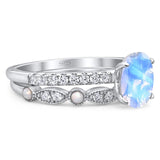 Two Piece Oval Natural Stone Bridal Ring