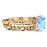 Two Piece Oval Natural Stone Bridal Ring