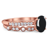 Two Piece Oval Natural Stone Bridal Ring