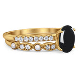 Two Piece Oval Natural Stone Bridal Ring