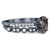 Two Piece Oval Natural Stone Bridal Ring