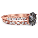 Two Piece Oval Natural Stone Bridal Ring