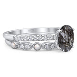 Two Piece Oval Natural Stone Bridal Ring