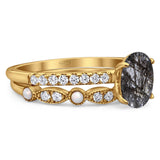 Two Piece Oval Natural Stone Bridal Ring