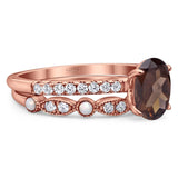 Two Piece Oval Natural Stone Bridal Ring