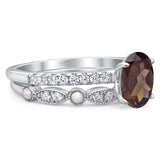 Two Piece Oval Natural Stone Bridal Ring