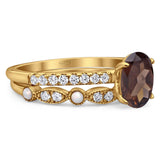 Two Piece Oval Natural Stone Bridal Ring