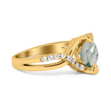 Art Deco Round Natural Stone Twisted Ring