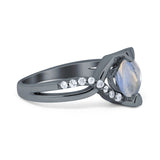 Art Deco Round Natural Stone Twisted Ring