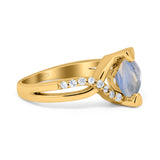 Art Deco Round Natural Stone Twisted Ring