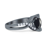 Art Deco Round Natural Stone Twisted Ring