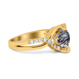 Art Deco Round Natural Stone Twisted Ring