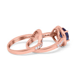 Two Piece Round Natural Stone Bridal Ring