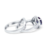 Two Piece Round Natural Stone Bridal Ring